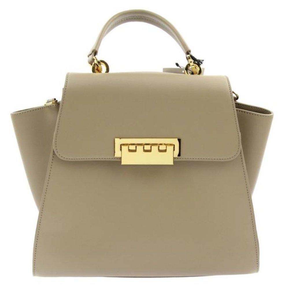 Zac Posen Eartha Iconic Top Handle Beige Leather Satchel PREOWNED
